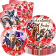 thumbnail image 1 of Shiyou-48 Pcs Assiettes et Serviettes Derby Fournitures de Fête Derby Ensemble de Vaisselle Course pour les Roses Décorations de Fête, 1 of 4