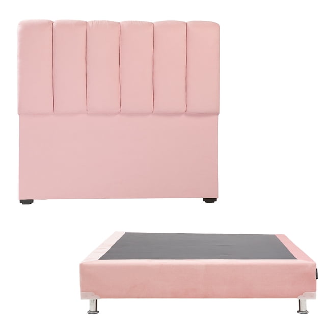 Box Base Cama Queen Size + Cabecera Kami Rosa Dicasa Pink