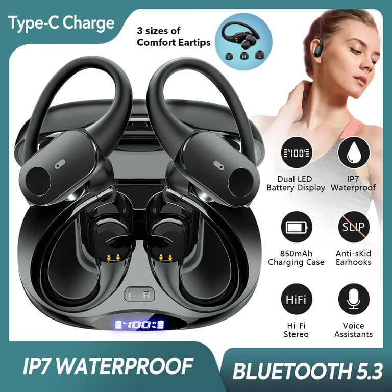 MPOW Bluetooth Headphones True Wireless Earbuds LED Display Earphones with Wireless Charging Case IPX7 Waterproof in Ear Earbuds with Mic for TV Smart Phone Computer Laptop Walmart