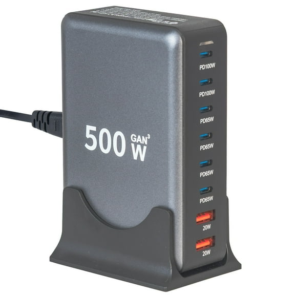 500W GaN Fast Charging Station for Laptop & Phones, Overcharge Protection, Portable for Home, Office & Travel