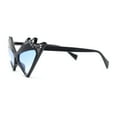 thumbnail image 3 of Sparkling Show Girl Silver Foil Bling Glitz Triangle Cat Eye Plastic Sunglasses Black - Blue, 3 of 4