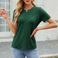 thumbnail image 6 of Dgankt Shirts for Women Women's New Short Sleeve Round Neck Solid Color Button Casual Fashion Blouse, 6 of 8