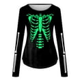 thumbnail image 3 of Womens Halloween Blouses Skull Graphic Printed Crew Neck Long Sleeve T Shirts Casual Top Y2K 2025 Basic Tee Beach, 3 of 4
