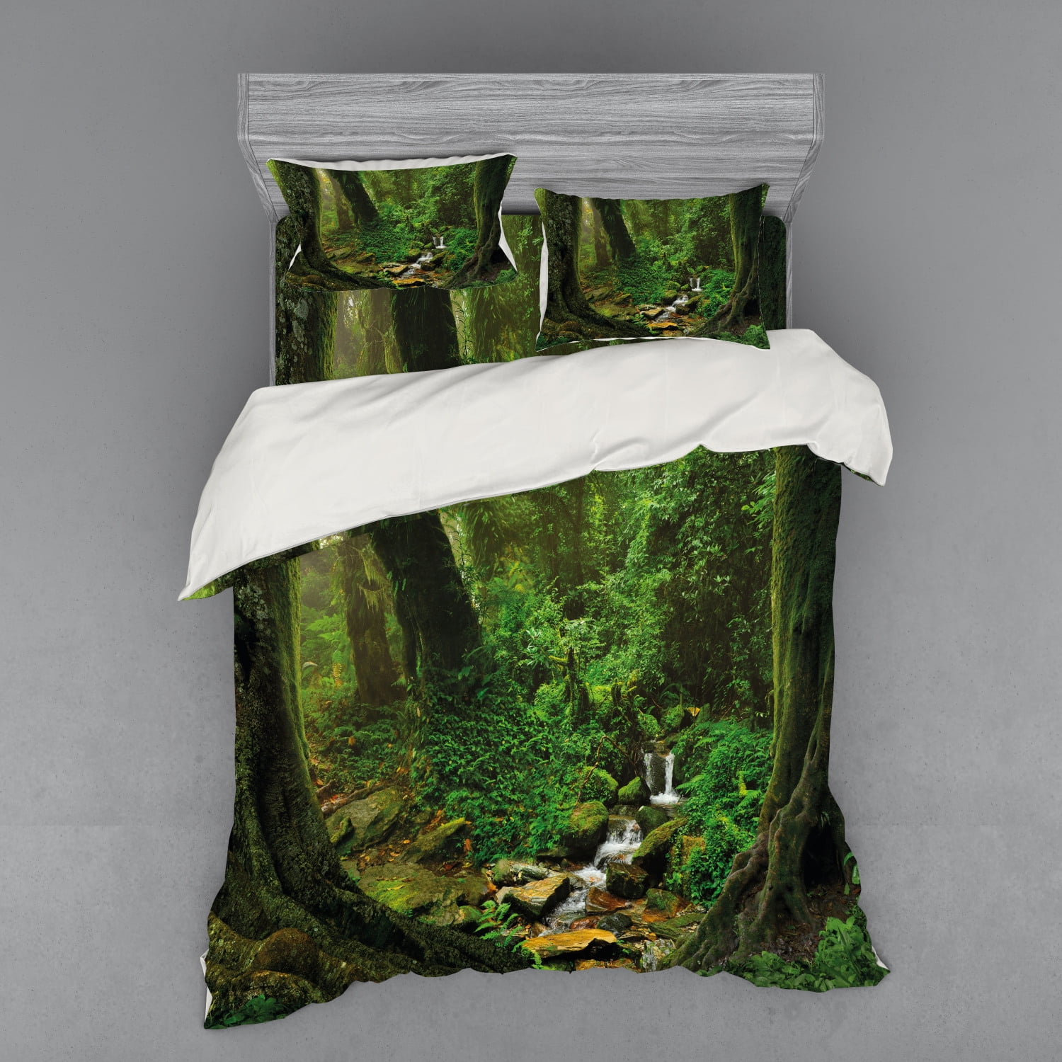 Nature Duvet Cover Set, Wonderland Forest Nepal Jungle Rainforests Habitat Wild Primeval Picture