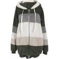 thumbnail image 5 of Fleece Jacket Women Plus Size Warm Winter Coats Fluffy Sherpa Hoodie Zip up Casual Color Block Faux Fur Cardigan Coat Shaggy Cardigan Sweater Outerwear, 5 of 7