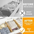 thumbnail image 3 of 4“ High Bamboo Deep Drawer Dividers with Labels, Kitchen Adjustable Drawer Organizers, Expandable Organization for Home, Office, Dressers and Bathroom, 2 Dividers (17-22 in), 3 of 6