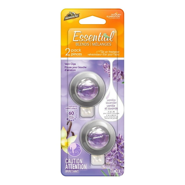 Armor All Essential Blends Air Freshening Vent Clip – Vanilla Lavender Scent (0.08 Fluid Ounces)
