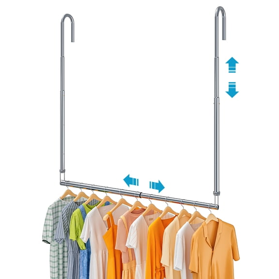 Untyo Adjustable Closet Rod for Hanging Clothes,Closet Hanging Rod 20.6 - 36.6 Inch, Closet Bar Closet Poles for Wardrobes, Chrome