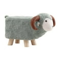 thumbnail image 3 of Reposapiés de animales para decoración del hogar, cómodo reposapiés de dibujos animados con patas de madera, otomano Verde gris, 3 of 9