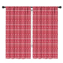 Blackout Kids Curtains,Red Christmas Pattern Childrens Insulated Curtains Set Of 2,Bedroom Essentials,Toddler Room Decor 42"x84"