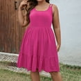 thumbnail image 6 of Busydd Dresses for Women Plus Size XL-5XL Trendy Solid Color Summer Dress Casual Sleeveless Square Neck Sundresses for Women Oversized Loose Flowy Tiered Mini Dress, 6 of 9