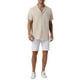thumbnail image 2 of CAMISAS DE LINO PARA HOMBRE CON COLLAR CAMP, MANGA CORTA, CON BOTONES, CAMISAS DE VERANO PARA PLAYA, M, CAQUI, 2 of 6