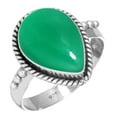 thumbnail image 1 of 925 Sterling Silver Ring For Women - Men Natural Green Onyx Gemstone Silver Ring Size 5.5 May Birthstone Hand Made Silver Ring Size 5.5 Anniversary - Gift For Women Gemstone 925 Silver Jewelry, 1 of 5