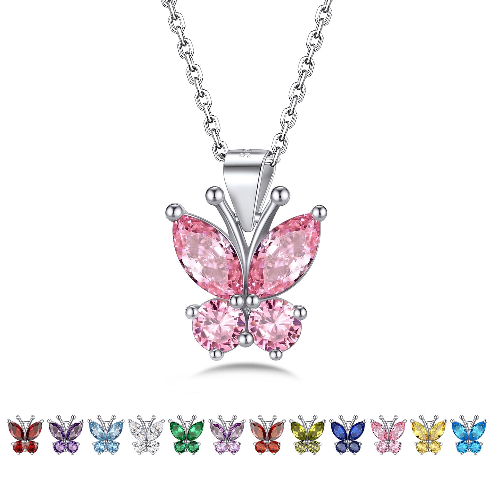 Bestyle Butterfly Pendant Necklace Women Sterling Silver October