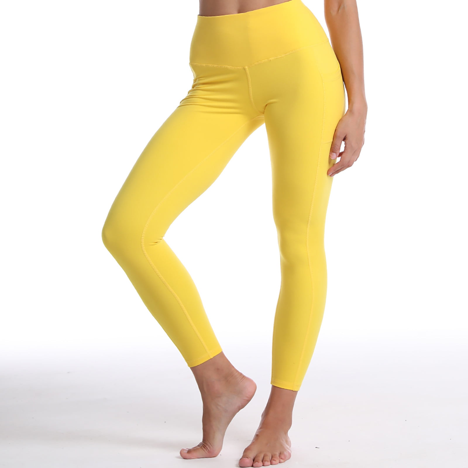 FYMIJJ leggings,Fitness Female Full Length Leggings 11 Colors Running Pants  Formfitting Girls Yoga Pants Sports Pants,the leaves yellow,L :  : Fashion
