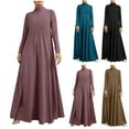 thumbnail image 6 of Womens Long Sleeve Mock Neck Maxi Dress Solid Color Casual A Line Swing Dresses y2k Floor Length Fall T Shirt Long Dress with Pockets, 6 of 6