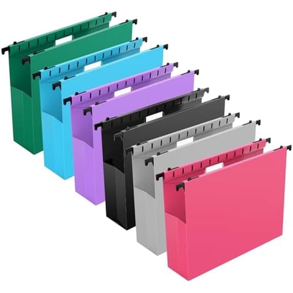 Extra Capacity Plastic Hanging File Folders,12 Pack Reinforced Expanding Hang Folder Letter Size,Accordian Pocket,Heavy Duty 2 Inch Expansion,Hanging Folder Organizer for Office Home,Assorted Colors