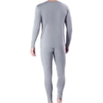 thumbnail image 4 of dzxyzu Long Johns Thermal Underwear for Men Fleece Lined Base Layers Set for Cold Weather Casual Solid Fleece Lined Plus Velvet Top Pants Bottoming Suit -Dark Gray, 4 of 5