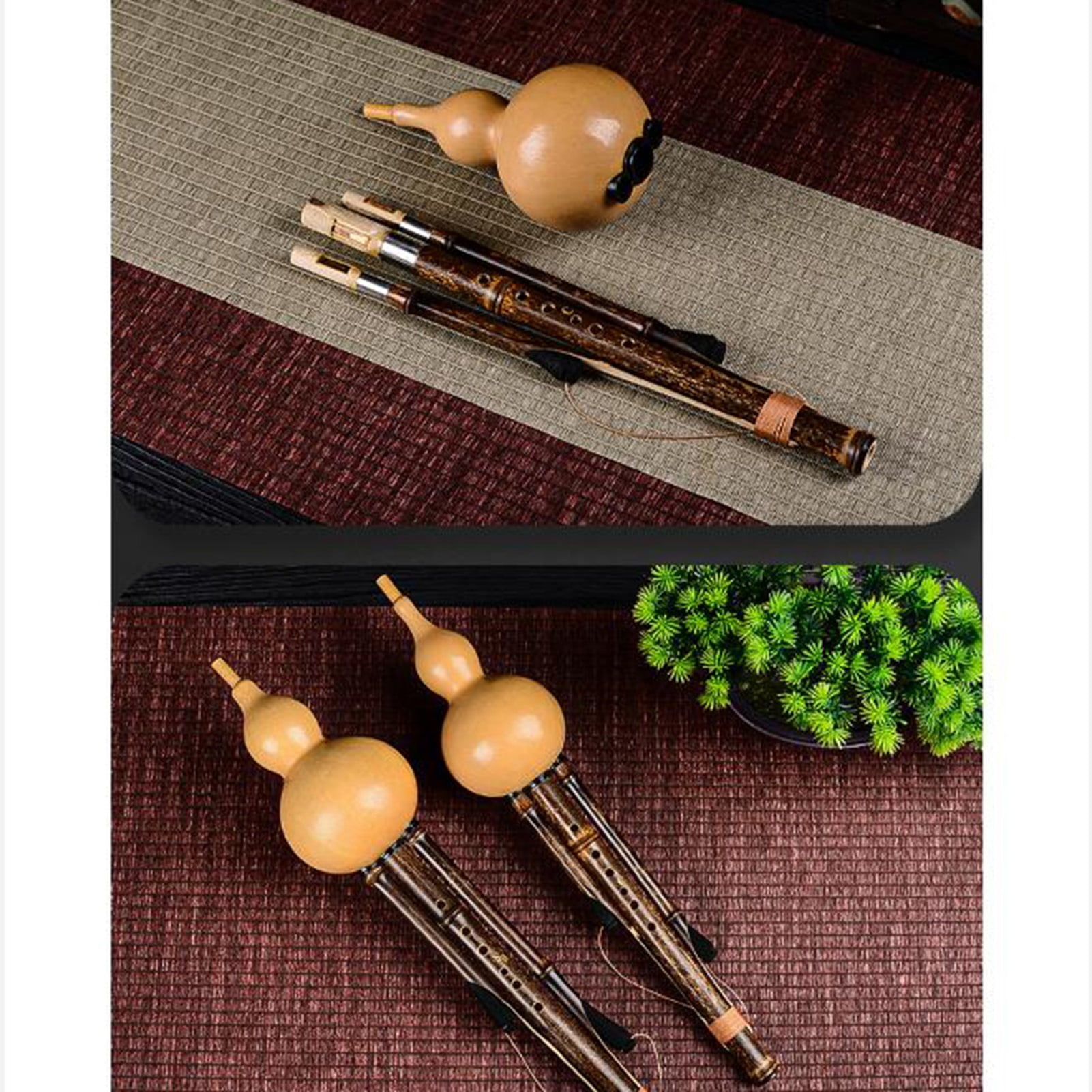 Traditional Chinese Hulusi Flute, Cucurbit Gourd, Handicraft Hulusi Ethnic Musical Instrument with Case for Beginners Music Lovers, Wind Instrument