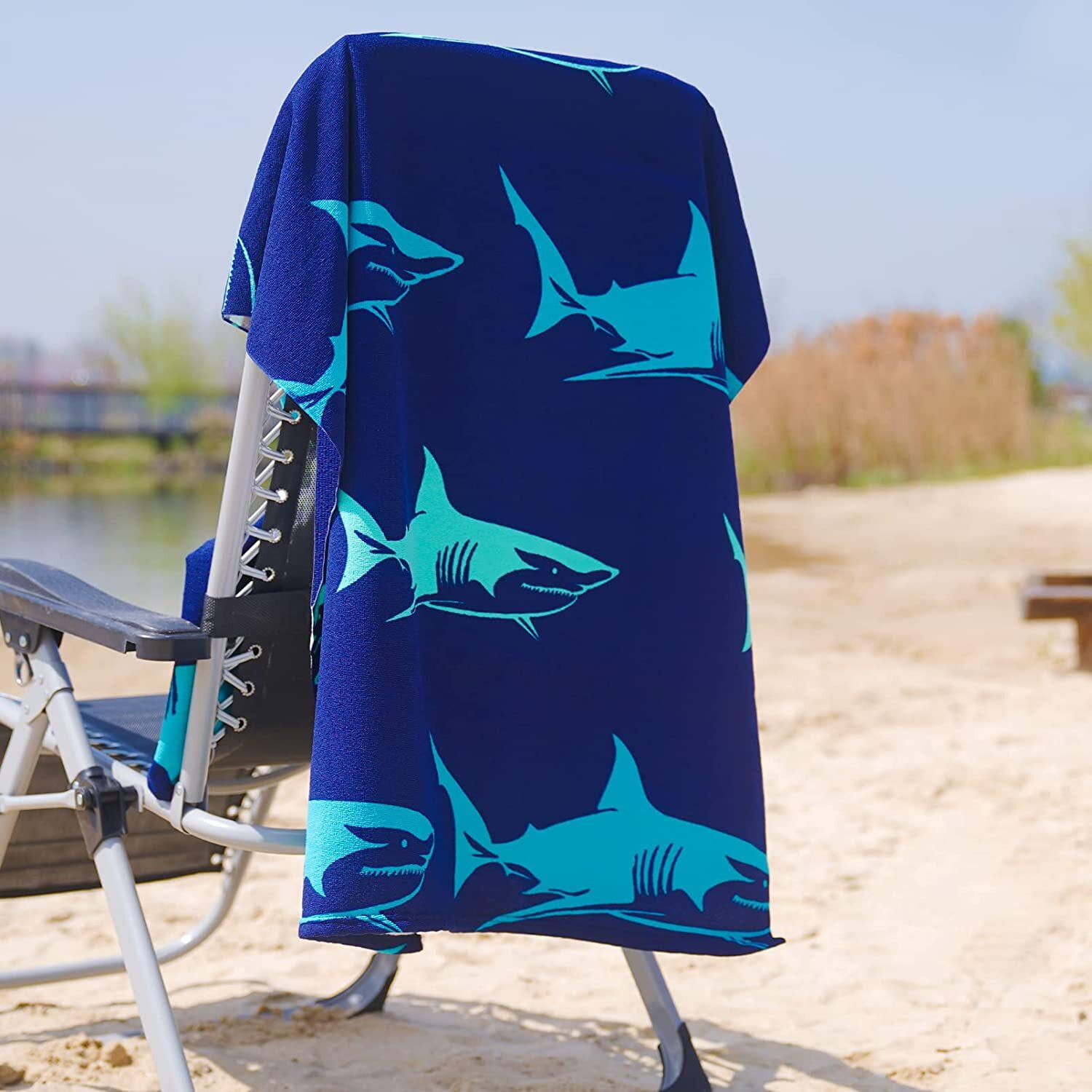 4 Packs Oversized Beach Towel Set, 36 x 72 in XL Extra Large Big Soft Pool Swim Travel Towels Blanket for Adult Women Men Camping Cruise Lounge Cover Gift Shark Turtle