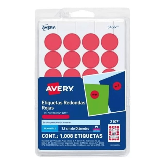 1008 Etiquetas Redondas Avery Circular Pequeña 1.9cm