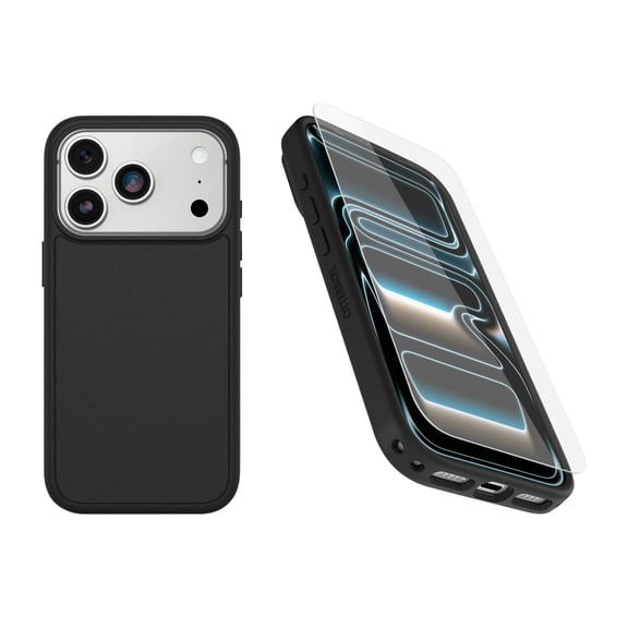 OtterBox iPhone 17 Pro (Only) Bundle: Symmetry Series  Case & Screen Protector - Black - Snaps to MagSafe - Ultra-Sleek - Raised Edges Protect Camera & Screen - Non-Retail Packaging