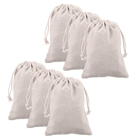 Uxcell 12pcs Cotton Storage Bags 5.1" x 7.1" Canvas Drawstring Bag, Beige