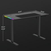 GTRACING Adjustable Height RGB Electric Sit or Stand Computer Desk with LED Lights, Black