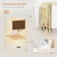 thumbnail image 4 of Qaba Kids Kitchen Helper Foldable Step Stool Toddler Kitchen Stool with Blackboard Lockable Handrail for 3-6 Years old Natural, 4 of 9