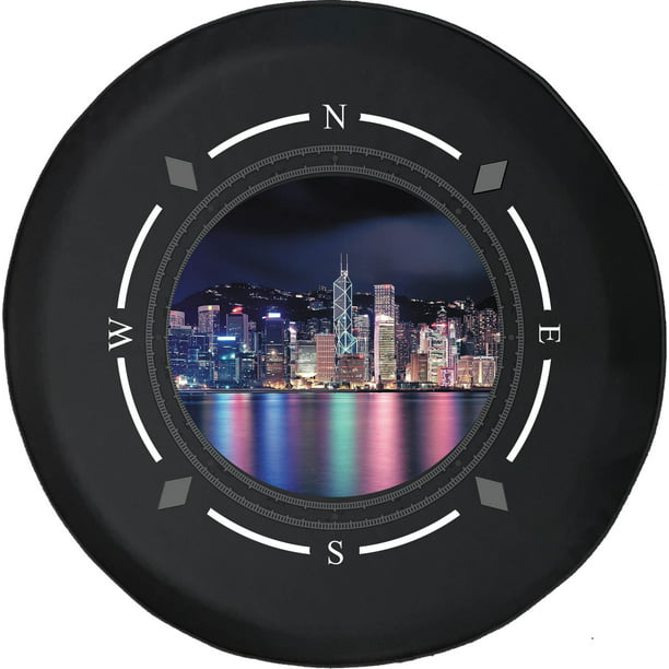 Spare Tire Cover Compass City on The Water Neon Lights Reflections Wheel Covers Fit for accessories Trailer RV Accessories and Many Vehicles - Walmart.com