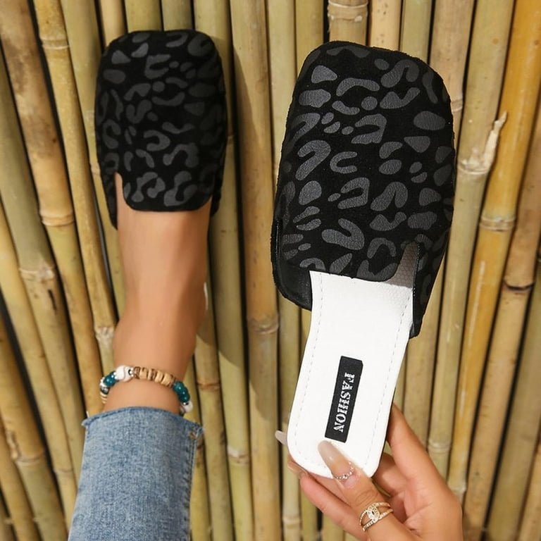 Leopard print closed toe sandals clearance