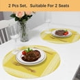 thumbnail image 5 of Yellow Greek Key Round 13 Inch Placemats Set of 2, Geometric Greece Ancient Farmhouse Geo HeatResistant Non Slip Place Mats for Dining Table, Wipeable Braided Kitchen Table Mats for Housewarming, 5 of 9