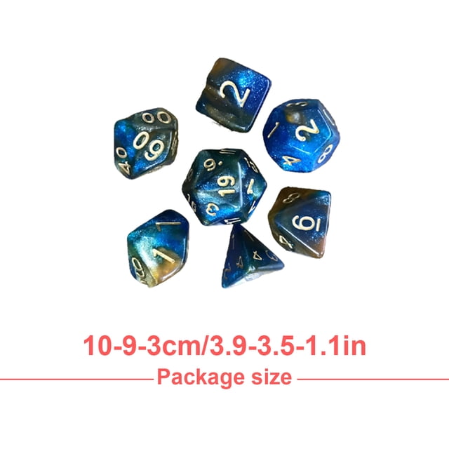 1 Set Polyhedral Dice Double Color Beautiful Exquisite Acrylic Role Playing Games Craps Entertainment Supplies Gambling Industry blue+gold