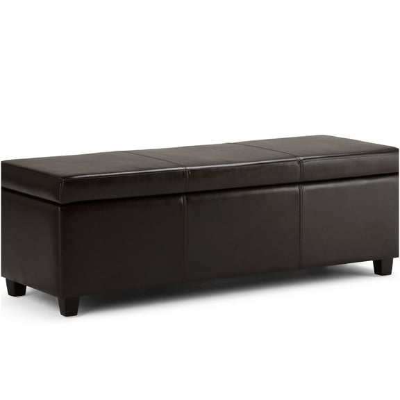 Tanners Brown Faux Leather Storage Ottoman Bench with Large Hidden Compartment