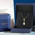 thumbnail image 5 of Gem Stone King 14K Yellow Gold Green Prasiolite and Lab Grown Diamond Pendant Necklace for Women | 1.53 Cttw | Gemstone Birthstone | Emerald Cut 8X6MM | With 18 inch Chain, 5 of 6