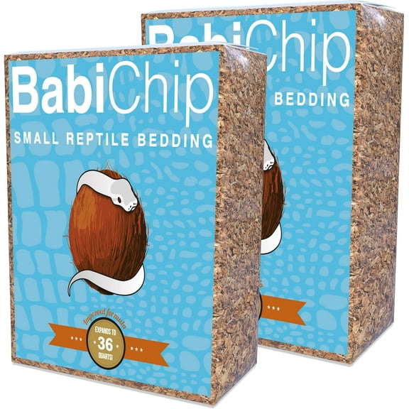 BabiChip Coconut Substrate for Reptiles Loose Small Sized Coconut Husk Chip Reptile Bedding (36 Quart (2 Pack))