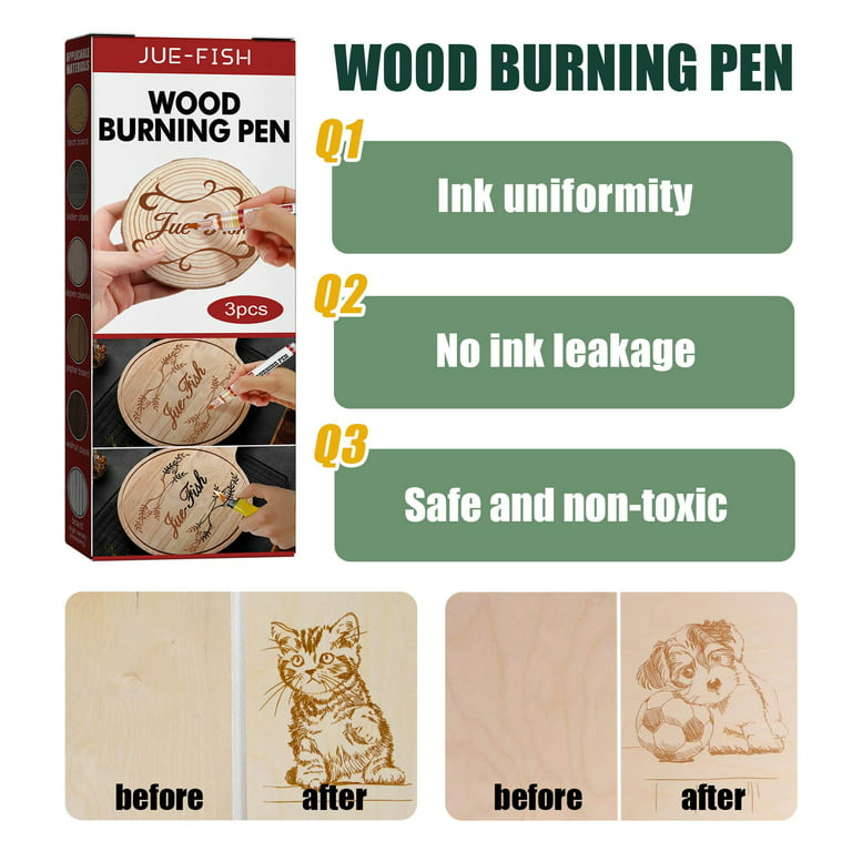 Jue-fish Wood Burning Pen Set Kids Diy Ironing Brush Wood Marker