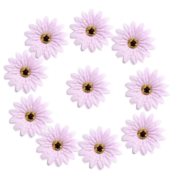 10 Piezas Artificial Gerbera Daisy Flowers Head para DIY , Púrpura claro BLESIY Cabeza de la flor