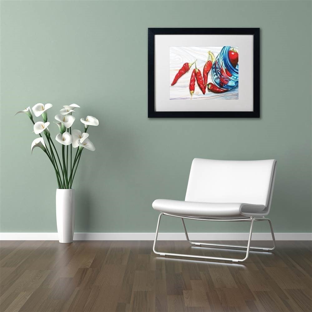 Trademark Fine Art "Ball Jar Peppers" Canvas Art by Jennifer Redstreake White Matte, Black Frame