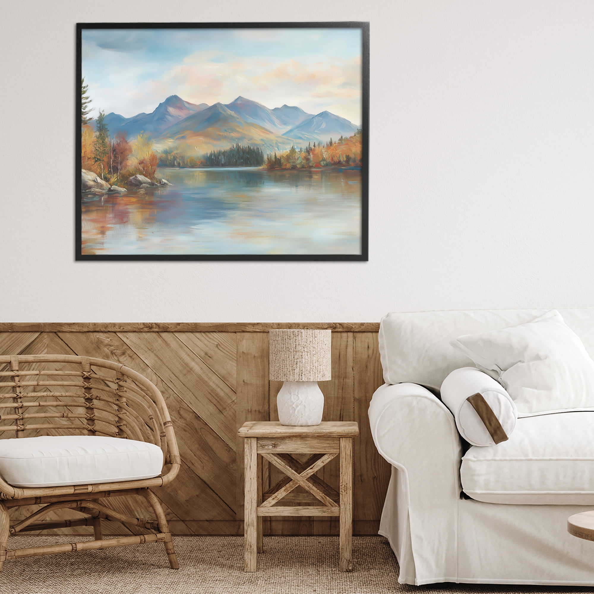 Stupell Industries Rustic Lake Landscape in Fall Black Framed Giclee Art, design by LSR Design Studio