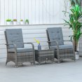 thumbnail image 2 of Outsunny 3 Piece Rattan Patio Furniture Set Bistro Set w/ Cover, Grey, 2 of 10
