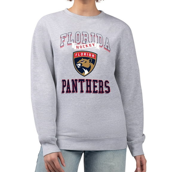 Women's G-III 4Her by Carl Banks Heather Gray Florida Panthers Team Logo Tri-Blend Fleece Pullover Sweatshirt