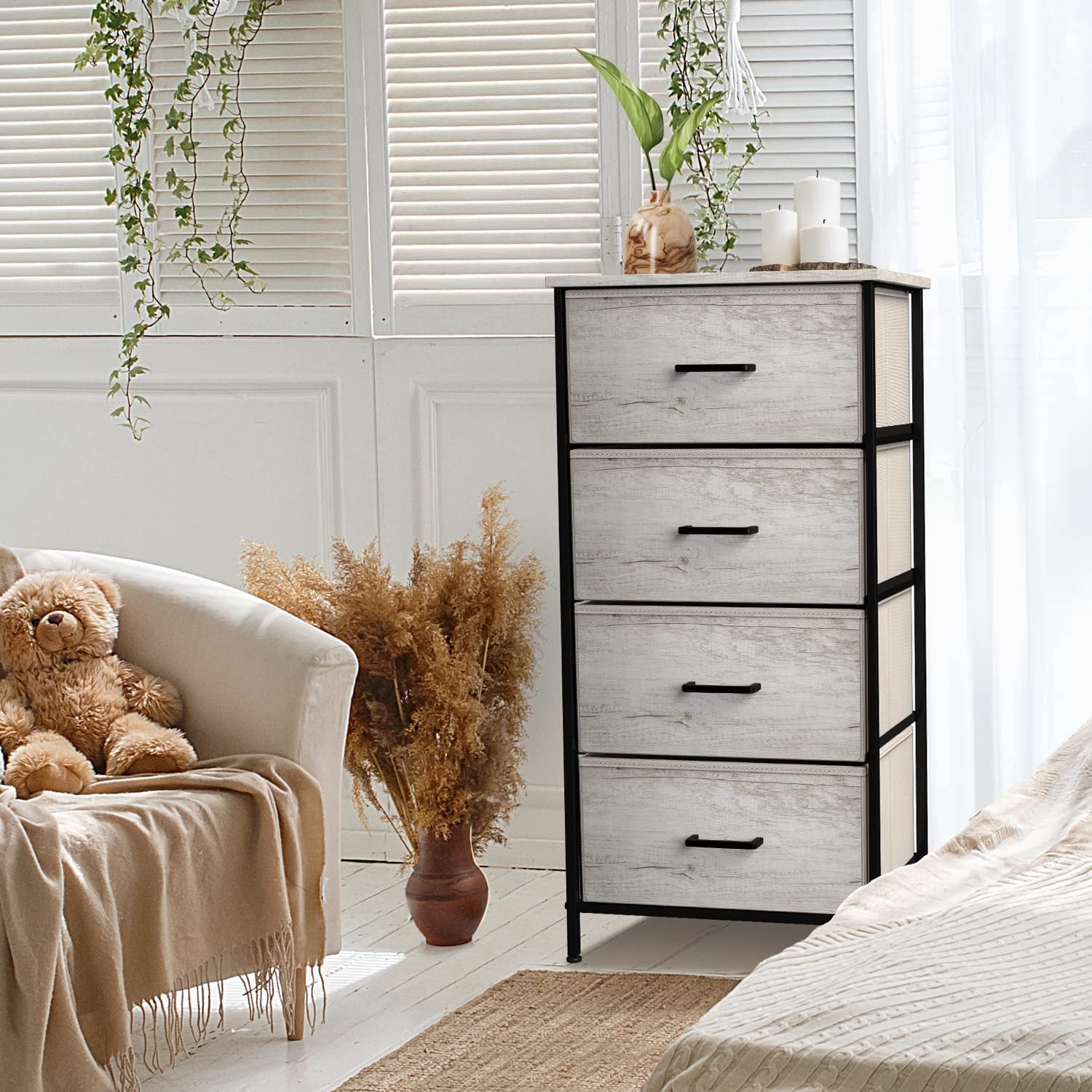 Sorbus Tall Fabric Storage Dresser - Stand Up Tower of Drawers for Bedroom, Dorm, Closet, Living Room, Entryway, & More - Skinny Nightstand Organizer