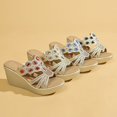 thumbnail image 5 of NOKIO Clearence Women’s Rhinestone Accent Boho Wedge Sandals Summer Dressy Slides with Adjustable Ankle Strap Non-Slip Cork Platform Comfortable Wedding Beach Shoes, 5 of 6