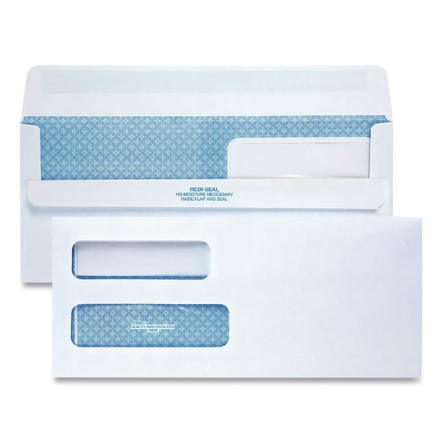 Quality Park - Redi-Seal Envelopes, #10 4-1/8 X 9-1/2 - Double Window