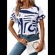 thumbnail image 1 of Blusa de Verano para Mujer, Estilo Túnica Informal, Elegante, con Cuello Asimétrico, Corta y Botones, Color Azul XL, 1 of 10