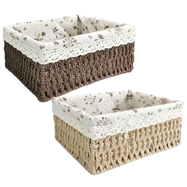 2 cestas de almacenamiento de ratán multiusos para artículos para hogar para cocina de