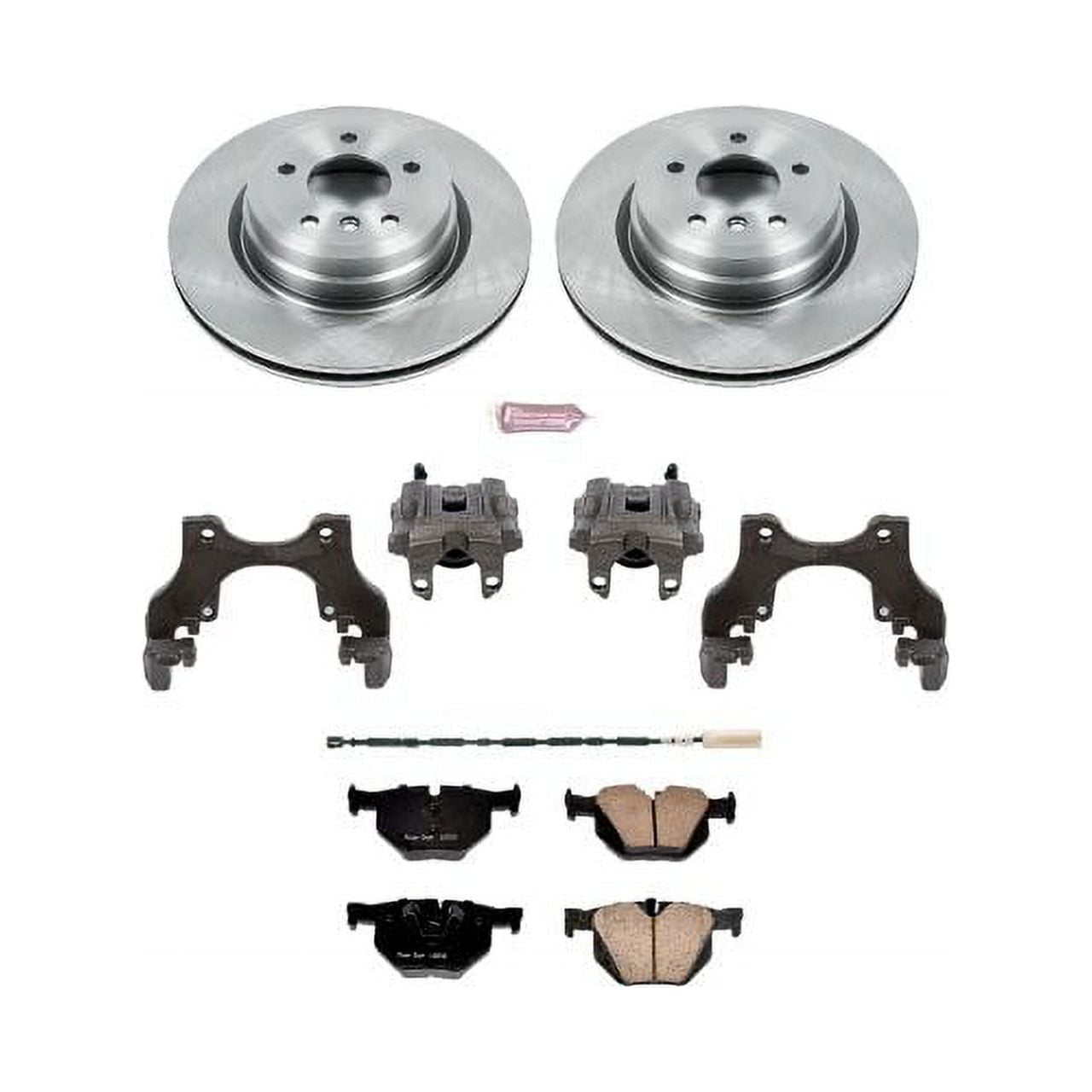 PowerStop Rear Stock Replacement Brake Pad and Rotor Kit with Calipers Fits: BMW Select Models KCOE7009