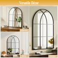 thumbnail image 2 of BEAUTYPEAK 36"x 24" Arched Windowpane Mirror Decorative Wall Mirror, Black, 2 of 6
