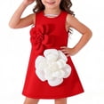 thumbnail image 1 of Falda de verano sin mangas con flores rojas y blancas para niñas, vestido de fiesta y exterior, falda hasta la rodilla, top de poliéster para niñas, 1 of 8